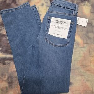 Good American Good Legs Straight Jeans - Medium Blue